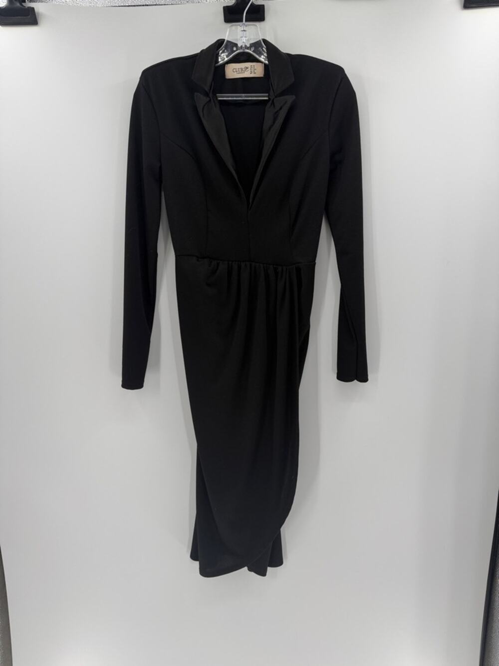 Club L London Tuxedo Midi Dress - Black - 2